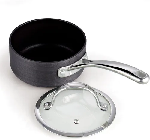 Miniatura 7 de Cooks Standard NC-00340 – Sartén con tapa de grado Premium, anodizado, sólido, antiadherente, 1 qt, Negro