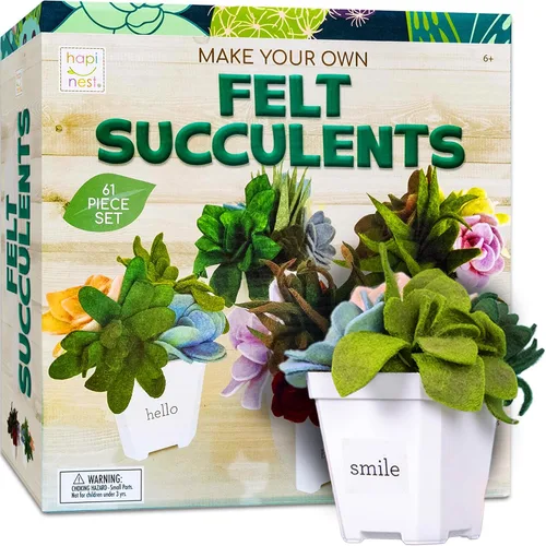 Hapinest Kit de manualidades de suculentas de fieltro en maceta para adultos, mujeres, adolescentes y personas mayores, artes y manualidades para