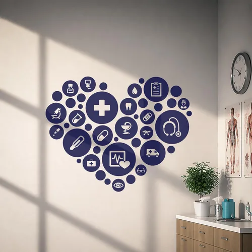 Vinilo adhesivo para pared, clínica médica, clínica de salud, hospital, farmacia, decoración grande (g2983) (M 22.5 x 29 pulgadas, azul oscuro)