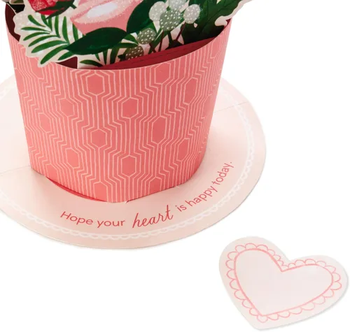Miniatura 4 de Hallmark Tarjeta emergente del día de San Valentín, ramo de flores rosadas (Happy Heart) Tarjeta 3D de papel maravilloso