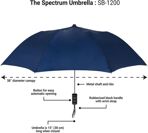 Miniatura 62 de STROMBERGBRAND UMBRELLAS The Spectrum Popular Style - Paraguas de viaje compacto de 42 pulgadas para lluvia, viento y sol, resistente y ligero