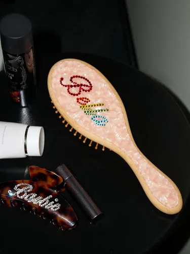 Miniatura 14 de Cepillo de pelo de paleta de bambú, grueso, cerdas de bambú, cepillo desenredante para masajear el cuero cabelludo, mujeres, blanco concha