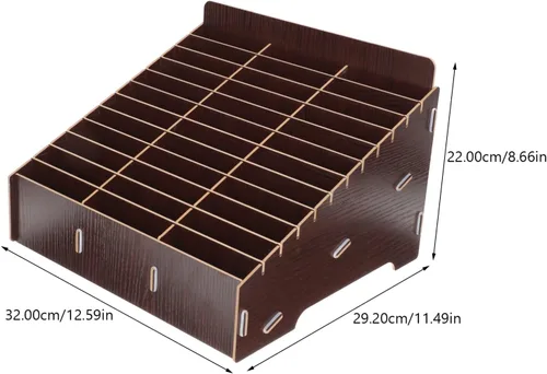 Miniatura 4 de SEWACC Caja de almacenamiento para teléfono celular, 36 rejillas, soporte de madera para teléfono celular, organizador de escritorio, caja