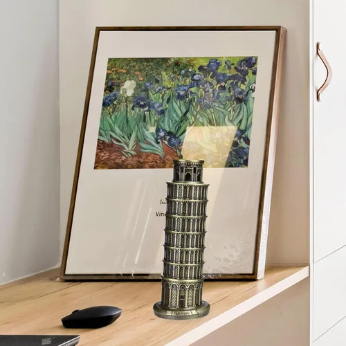Miniatura 6 de Cutbar Torre de Pisa inclinada de 6 pulgadas, modelo de arquitectura, figuras retro famosas de Italia para decoración de escritorio del hogar
