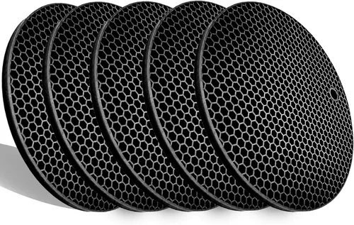 Paquete de 5 salvamanteles de silicona extra gruesos resistentes al calor para ollas y guantes de horno, salvamanteles para platos calientes,