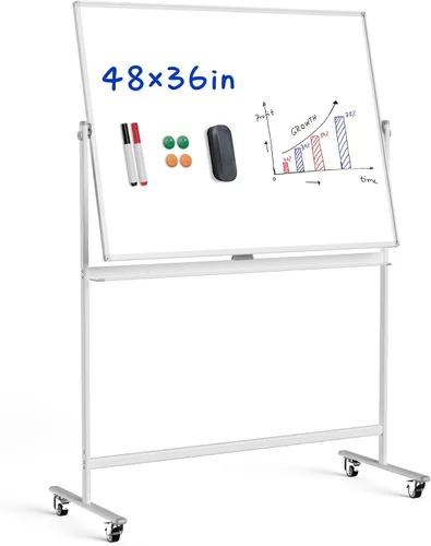 Miniatura 3 de olling Pizarra Blanca con Altura Ajustable, Mifuro 48 x 36 Pulgadas Pizarra Grande Portátil de Borrado en Seco con Soporte y Ruedas para Oficina