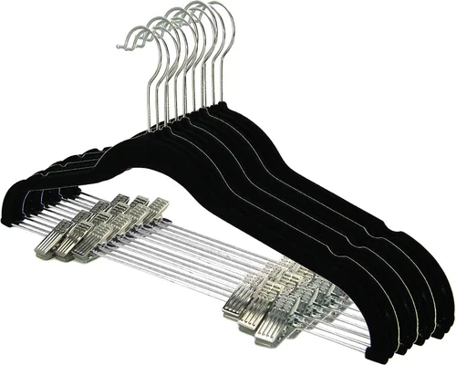 UNIWARE® Percha de gamuza flocada con colgador para pantalones (juego de 12, negro)