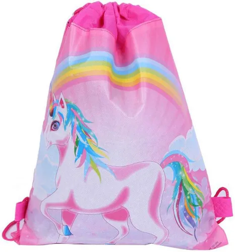 Miniatura 4 de Bolsa de recuerdo de fiesta de unicornio, paquete de 8 mochilas con cordón de unicornio como bolsas de regalo de fiesta, bolsas de dulces