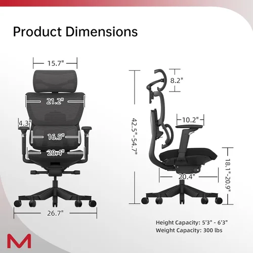 Miniatura 2 de S3P Silla de oficina ergonómica con asiento de espuma de alta densidad y respaldo deslizante VTS - Silla de escritorio con respaldo alto
