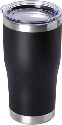 DOMICARE vaso de doble pared con aislamiento al vacío, 20 onzas, con tapa, vaso de viaje de acero inoxidable, vaso de café con recubrimiento en polvo