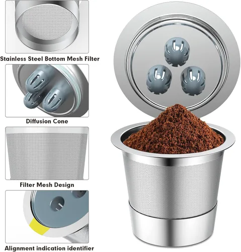 Miniatura 4 de Tazas K reutilizables de acero inoxidable compatibles con cafetera Ninja, cápsulas de café reutilizables K Cup, filtros de café reutilizables