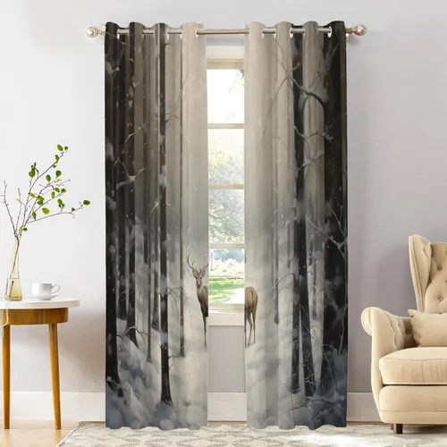 Miniatura 197 de Shrahala Beige and Orange Abstract Art Brushstrokes Blackout Curtain Tiers, Abstract Oil Paint Kitchen Valance Light Blocking Tier Drapes with Rod