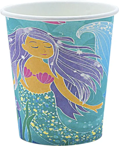 Miniatura 5 de Paquete de fiesta temática de sirena, platos de papel desechables, vasos, servilletas, tenedores, cucharas, bolsas de regalo y sopladores de fiesta