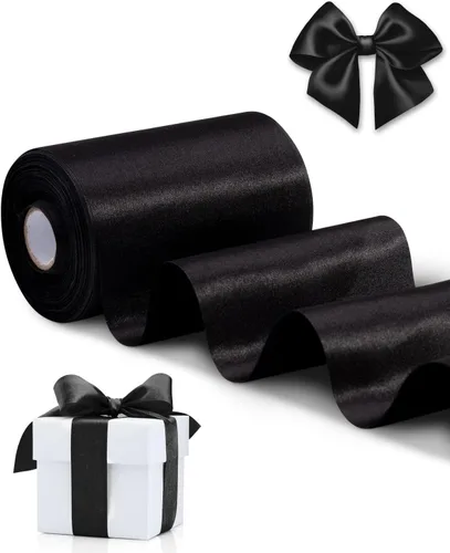 Miniatura 20 de FAKILO Cinta de satén roja de 4 pulgadas x 22 yardas de ancho para gran ceremonia de apertura, negocio, corte, lazos, Navidad, festival, decoración
