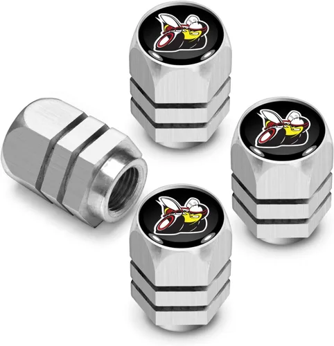 Miniatura 5 de iPick Image para Dodge Scat-Pack Logo en negro sobre negro con forma hexagonal de aluminio tapas de vástago de válvula de neumático