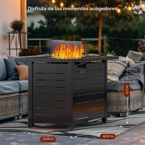 Miniatura 6 de Xbeauty Mesa para fogata de gas propano de 43 pulgadas, mesa rectangular con tapa, cubierta para lluvia, para jardín exterior, patio trasero, terraza