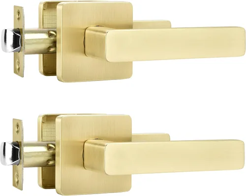 Miniatura 39 de Leydebong - Paquete de 4 picaportes resistentes para entrada con llave, manija dorada, llaves iguales/combo con llave, reversible para la izquierda