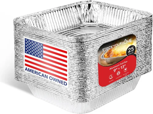 Miniatura 11 de Stock Your Home Sartenes de aluminio de 9 x 13 (paquete de 20) – Bandeja de papel de aluminio desechable y reciclable – Sartenes profundas de mesa