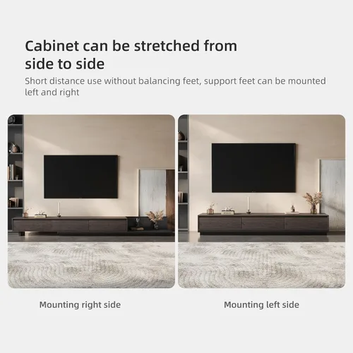 Miniatura 4 de Soporte de TV extensible moderno Mid-Century con 3 cajones, centro de entretenimiento ajustable para sala de estar y dormitorio (79 a 130 pulgadas)