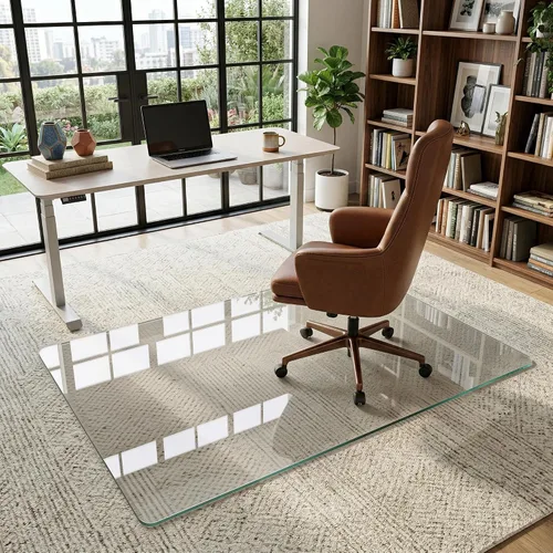 Miniatura 17 de Tapete para silla de oficina para alfombra y madera dura, mejorado de 29 x 42 pulgadas, tapete de vidrio templado de doble uso para silla