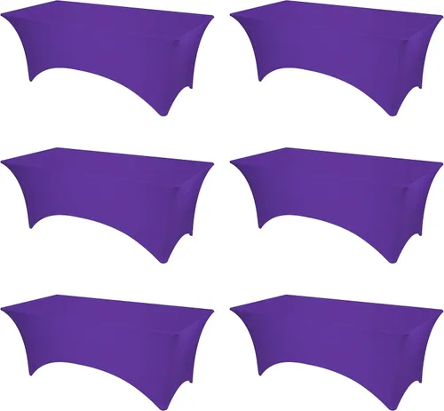 Miniatura 26 de BRILLMAX Paquete de 6 Fundas de Mesa Ajustadas de Spandex Blancas – Manteles Elásticos de 8 pies para Mesas Rectangulares Plegables de 8 pies, Tela