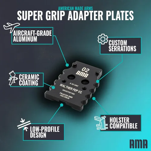 Miniatura 2 de Placa adaptadora Super Grip para Walther PDP V2, serie F compatible con Trijicon, Holosun, Leupold, Shield, Docter