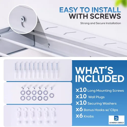 Miniatura 6 de Estante plegable de aluminio de alta calidad de 40 pulgadas con 6 varillas y 6 clips adicionales, estante grande para ropa sucia, capacidad de 65