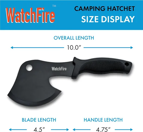 Miniatura 4 de WatchFire Campers Hacha de 10 pulgadas – Hacha de camping negra con hoja negra, mango antideslizante y funda de nailon – Hacha de hacha