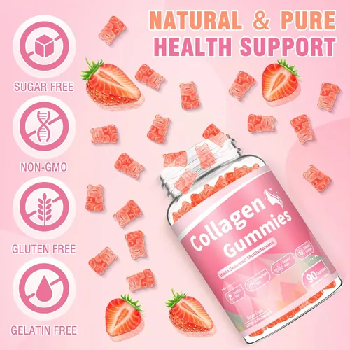 Miniatura 6 de 180 unidades de gomitas de colágeno 2500mg de proteína de colágeno tipo I II III V X con biotina, vitamina C, A, B, D, E, queratina, ácido