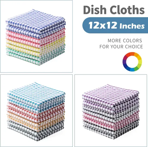 Miniatura 7 de Oeleky Paños de cocina 100% algodón para lavar platos, trapos de cocina de 12 x 12 pulgadas, paños de cocina absorbentes, paquete de 8, paños