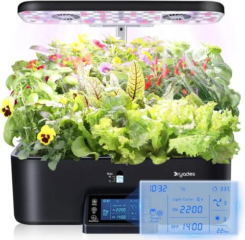 Sistema de cultivo hidropónico de 17 cápsulas con ventiladores duales de 24 W de espectro completo de luz de cultivo y panel de control inteligente