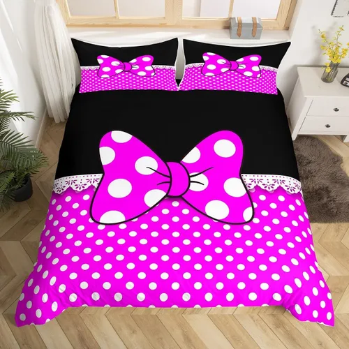 Miniatura 47 de Juego de funda de edredón con lazo de dibujos animados para niños, tamaño individual, juego de ropa de cama de mariquita, escarabajo, insecto