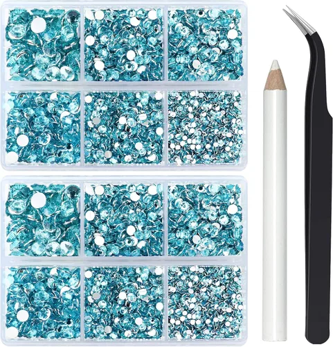 Miniatura 25 de Briskbloom 10000 piezas de diamantes de imitación con parte posterior plana para manualidades, zapatos, ropa, kit de circonita azul/circonita azul