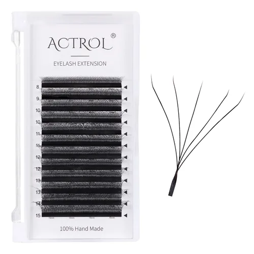 Extensiones de pestañas 5D W, color negro, 0.003 in, rizo D, 0.315-0.591 in, volumen mixto, extensión de pestañas individuales YY, en forma de W,