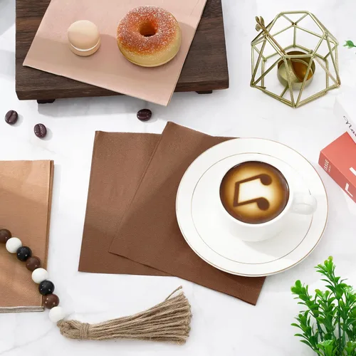 Miniatura 4 de 120 servilletas de papel de color bohemio de 2 capas, 6 colores terracota, servilletas de cóctel desechables en tono de piel de otoño, para otoño