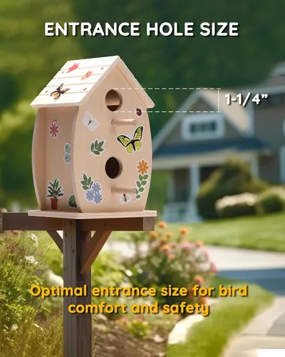 Miniatura 6 de SainSmart Jr. Kit de casa de pájaros para que los niños construyan y pinten, juguetes de madera para manualidades, manualidades de madera sin