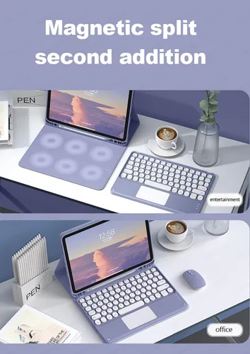 Miniatura 6 de Funda de teclado con panel táctil para Galaxy Tab A8 de 10.5 pulgadas 2022 (SM-X200/X205/X207), funda de teclado inteligente delgada con lindo