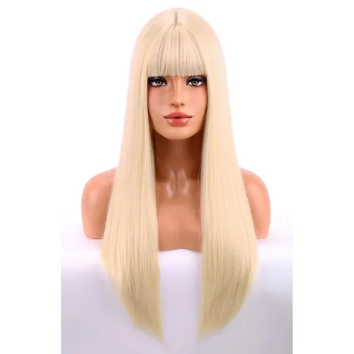 Miniatura 17 de BERON Pelucas negras de cabello largo liso con flequillo, para mujer, a la moda, resistente al calor, sintético, aspecto natural, para fiesta