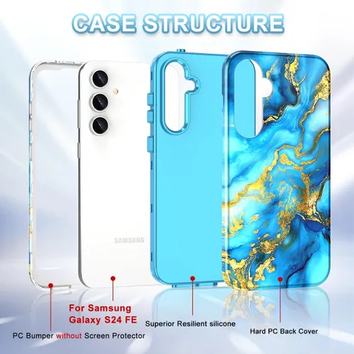 Miniatura 2 de Lamcase Funda para Galaxy S24 FE, resistente a prueba de golpes, híbrida de policarbonato duro, TPU suave, protección contra caídas de tres capas
