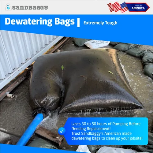 Miniatura 2 de Sandbaggy Bolsas de deshidratación – fabricadas en Estados Unidos – Filtros sedimentos, limo, aceite, lodos – Uso para sitios de construcción