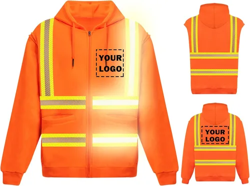 Miniatura 17 de Chaqueta con capucha de seguridad reflectante de alta visibilidad con mangas extraíbles Hi Vis Ropa de trabajo de protección al aire libre unisex