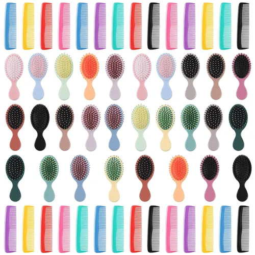 Juego de 56 mini peines para cabello húmedo, 28 cepillos desenredantes de viaje de bolsillo pequeño, 28 peines coloridos para desenredar, cerdas