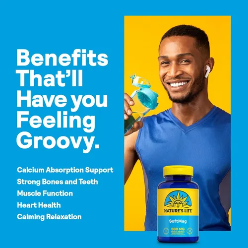 Miniatura 3 de NATURE'S LIFE SoftMag 500 mg Complejo de Magnesio - Apoyo a la salud ósea, muscular y cardíaca - Cápsulas blandas fáciles de tragar - Garantía de 60