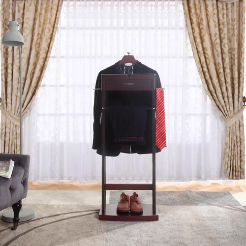 Miniatura 3 de Proman Products Norstar VL36245 - Soporte de valet para traje con colgador desmontable, barra de pantalones, barras de corbata, bandeja de espejo