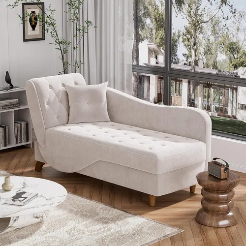 Miniatura 10 de DAMAIFROM Tumbona interior con almacenamiento, respaldo ajustable, silla de lectura reclinable, sofá cama con almohada, futón de terciopelo 3 en 1