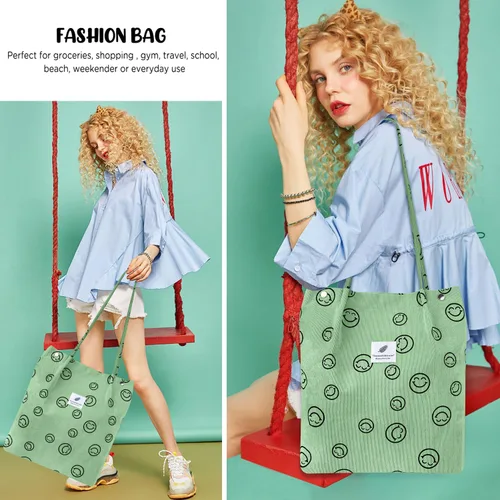 Miniatura 43 de Ayieyill - Bolsa de pana para mujer y niña, con correa de lona para colgar al hombro, bolsa con bolsillo