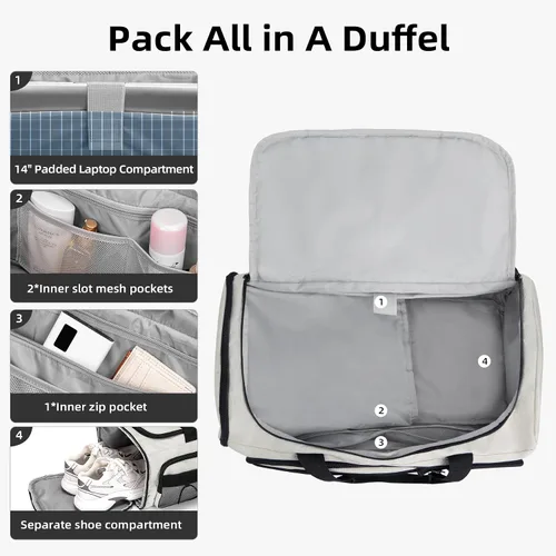 Miniatura 5 de CLUCI Bolsa de gimnasio para hombres y mujeres, bolsa de viaje deportiva, mochila de viaje para gimnasio, fin de semana, mochila con compartimento
