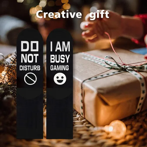 Miniatura 96 de AGRIMONY Calcetines divertidos con texto en inglés «Do Not Disturb Gaming» para hombres, mujeres, adolescentes, niños, Pascua, padres, cumpleaños