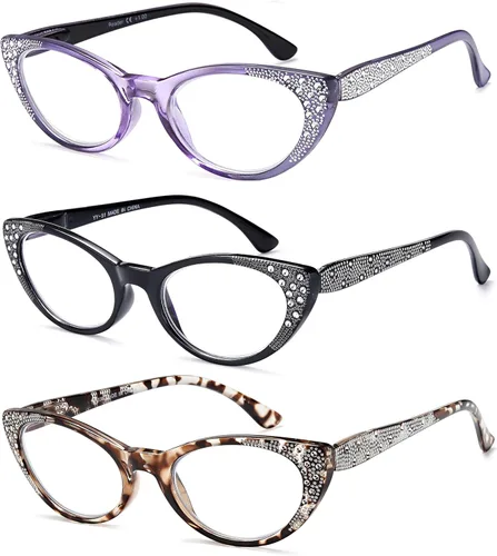 Miniatura 2 de EYEURL Lentes de lectura de ojo de gato para mujer, bloqueo de luz azul, a la moda, para lectura de computadora con bisagra de resorte, anteojos