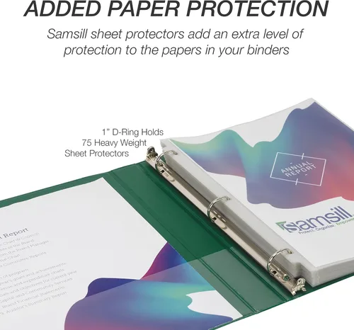Miniatura 173 de Samsill - Carpeta duradera de 5 pulgadas, fabricada en los Estados Unidos, con anillos en D, transparente y personalizable, color blanco